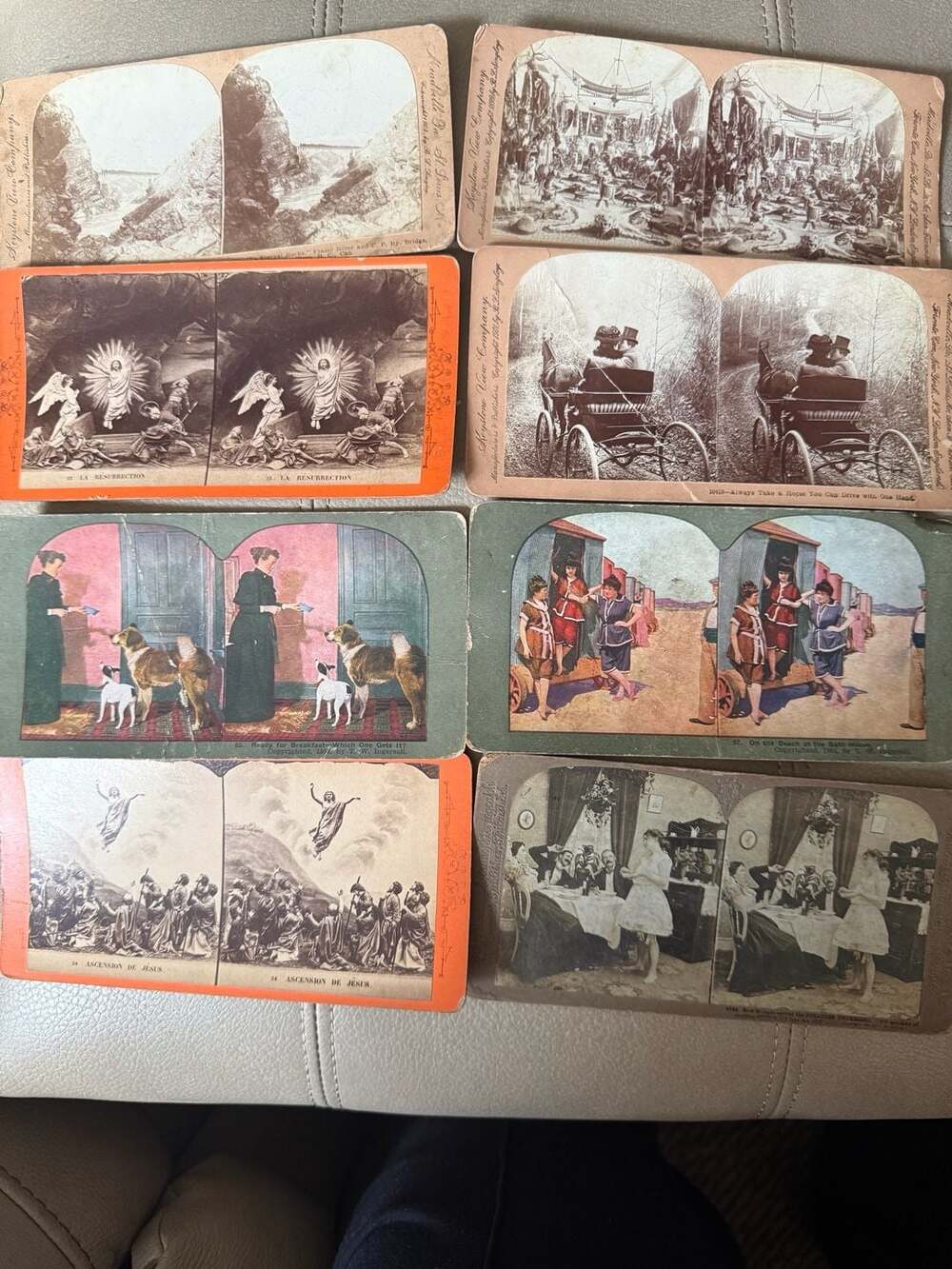 Lot of 8 Antique Stereoview Cards Keystone View Co & T.W. Ingersoll Religious an